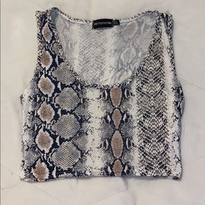 PrettyLittleThing Snake Print Crop Top